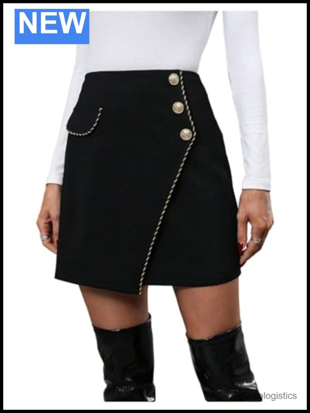 Wrap Button Front High Waisted Bodycon Mini Skirt Dressy Office